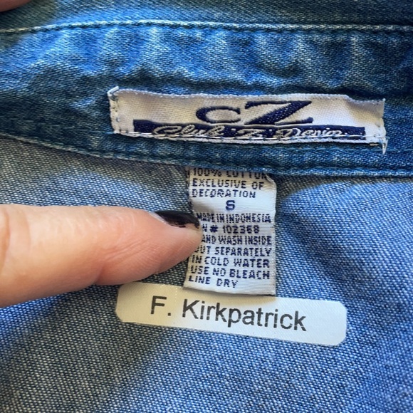 Club Z Denim Gold Embrodier Jean button up Shirt!! - Picture 3 of 4